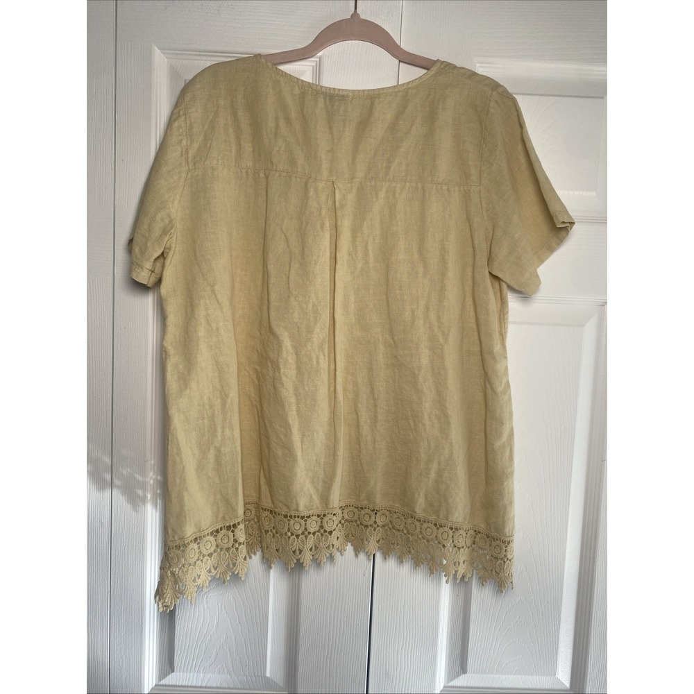 Terzo Millennio Womens Large Tan Tunic NEW Lace Hem Lagom Clean Girl - Picture 7 of 8